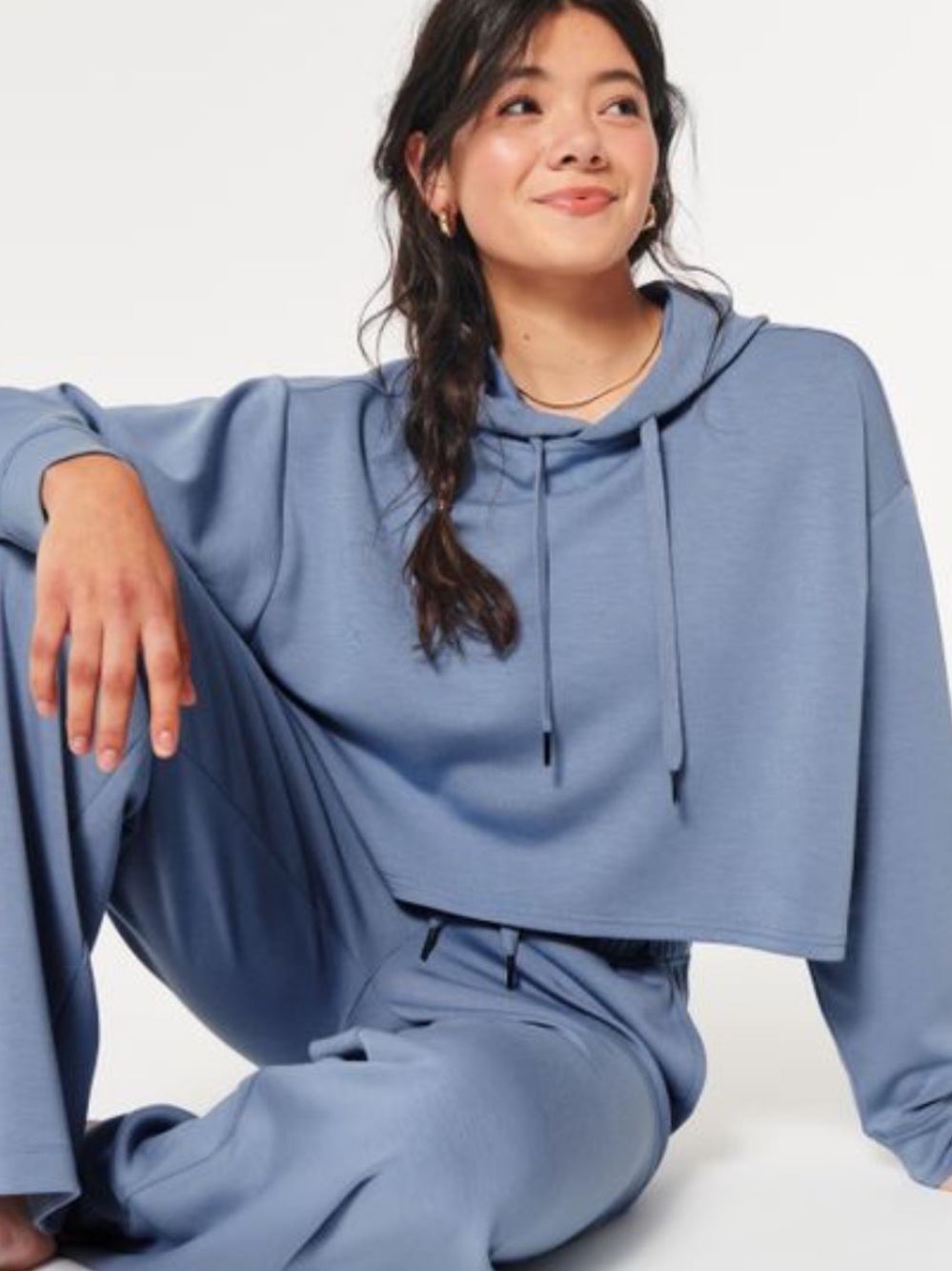 Gilly Hicks Cropped Hoodie in Slate Blue